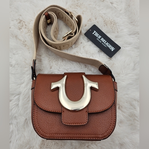 True Religion Brand‎ Jeans mini flap crossbody bag brown faux leather - Picture 13 of 15